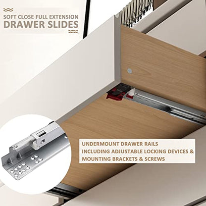 1 Pair 18 Inch Undermount Drawer Slides, Self Soft Close Full Extension Drawer Rails Concealed Drawer Runners Adjustable Locking Devices Mounting Brackets Screws Included - size: 18 Inch