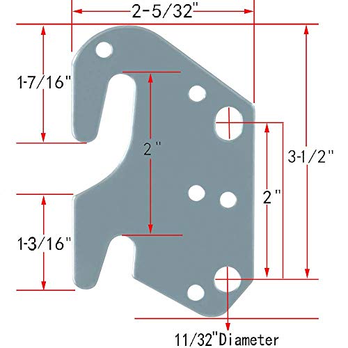 CAFORO Universal Wood Bed Rail Hook Plates - Set of 1 - color: Set of 1