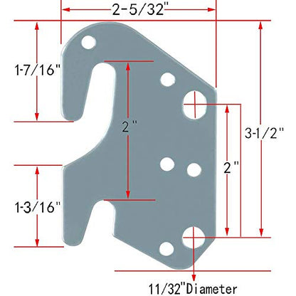 CAFORO Universal Wood Bed Rail Hook Plates - Set of 1 - color: Set of 1