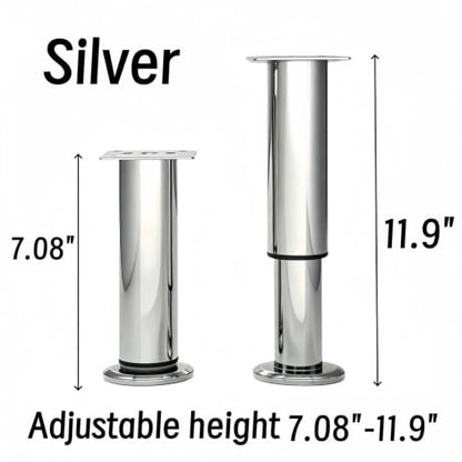 6Pcs Adjustable Silver Metal Furniture Legs 7.08-11.9Inch Cabinet Desk Sofa - color: Silver, size: 7.08"-11.9"-Set of 6