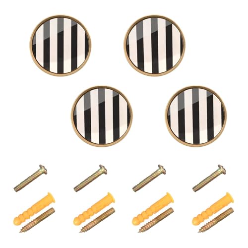 4 Pack Black White Stripe Cabinet Knobs Round 1-1/4 Inch (32 mm) Dresser Drawer Pulls Kitchen Cabinet Hardware Handles Knobs for Dresser Kitchen Drawer - color: C42