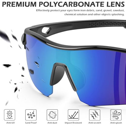OXG 6 Pack Safety Glasses, Scratch Resistant Wraparound Lenses ANSI Z87.1 Protective Eyewear for Unisex - color: Tinted