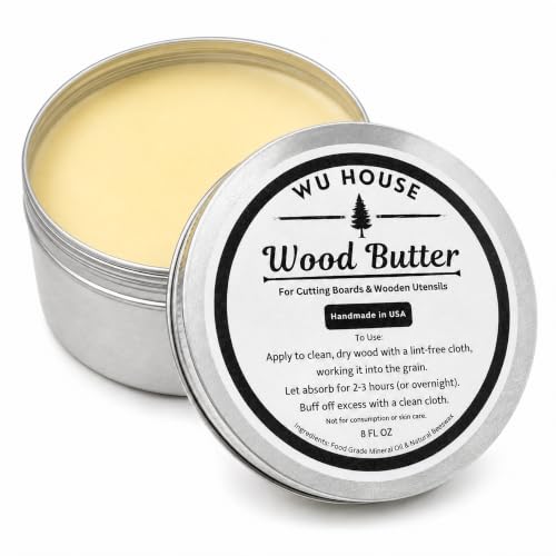 Wood Butter Cutting Board Wax, Food Grade Mineral Oil and Beeswax Conditioner for Butcher Blocks, Wooden Utensils and Serving Boards, Handmade in USA (8 FL OZ) - size: 8 Fl Oz