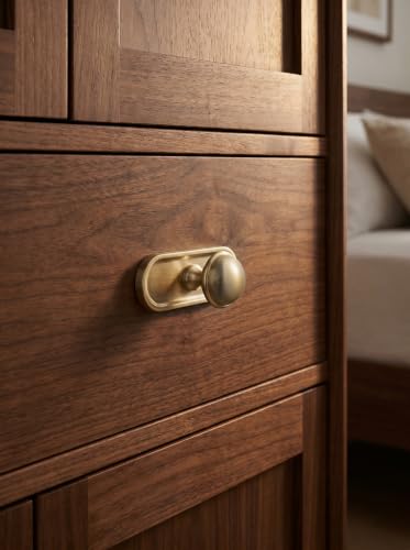 6Pack Champagne Bronze Cabinet Knobs with Backplate Drawer knobs - color: Champagne Bronze, style: Recessed Edge