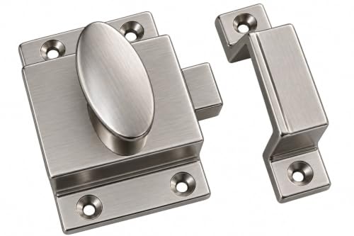 QCAA Traditional Large Oval Turn Cabinet Latch, Solid Brass, 2", for Cupboard & Other Furniture, Brushed Satin Nickel, 1 Pack, Made in Taiwan - color: Brushed Satin Nickel, size: 1 Pack