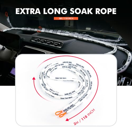 FOSHIO 118 Inch Soak Rope for Windshield Tinting, Absorbent Dashboard Tool