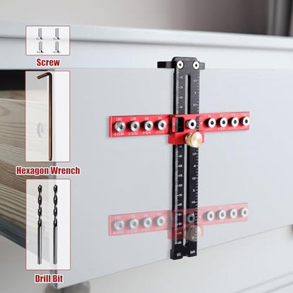 SLIIMU Cabinet Hardware Jig Adjustable Cabinet Handle Template Tool 9 Holes
