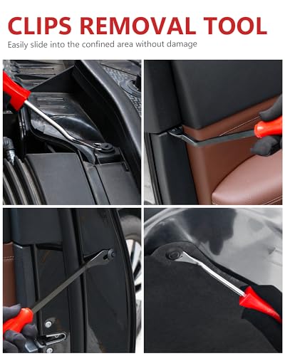 3Pcs Auto Fastener Remover Trim Rivet Removal Tool Kit for Car Door Panel Dashboard (Red) - color: Red