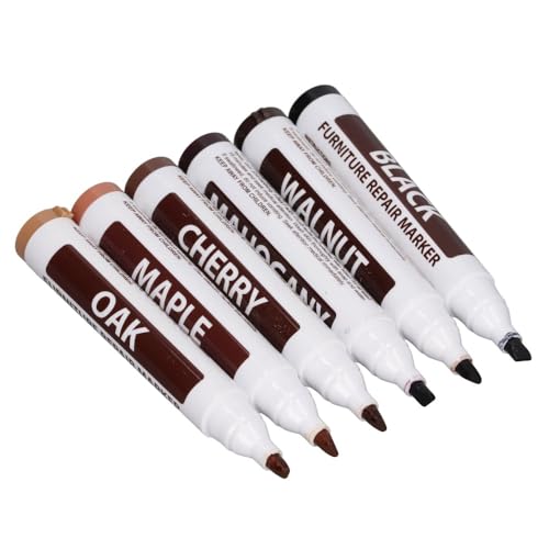 Repair Touch Up Kit,13Pcs Wood Scratch Restoration Set with 6 Touch Up Markers 6 Repair Crayons and Sharpener for Wooden Floors Doors and Furniture