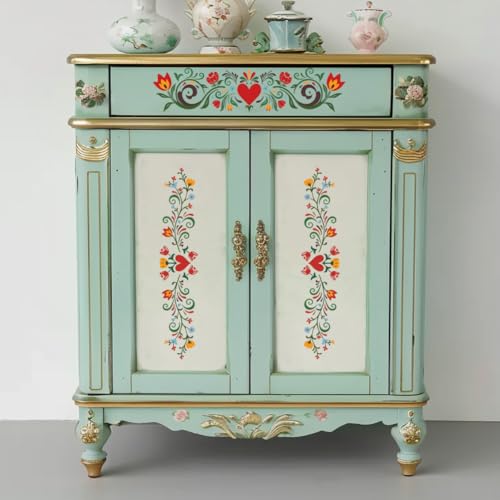 Peacoblue Dutch Folk Flowers Rub On Transfers for Furniture Craft 6"x12"
