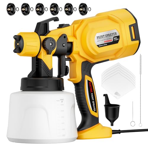 Paint Sprayer, 1000W Spray Paint Gun with 6 Nozzles & 3 Spray Patterns