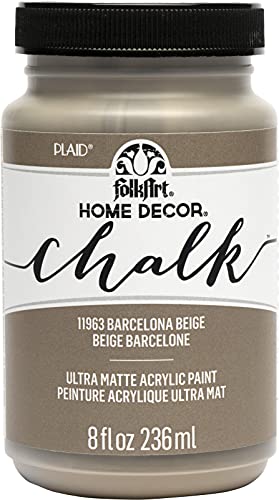 FolkArt, Barcelona Beige Assorted Home Décor 8 fl oz / 236 ml Acrylic Chalk Paint For Easy To Apply DIY Arts And Crafts, Ultra Matte Finish, 11963 - color: Barcelona Beige