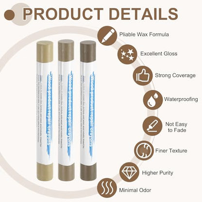 uxcell 3Pcs Wood Filler Sticks, Wax Crayons, 3 Colors Tech Wood Series - color: Tech Wood Series