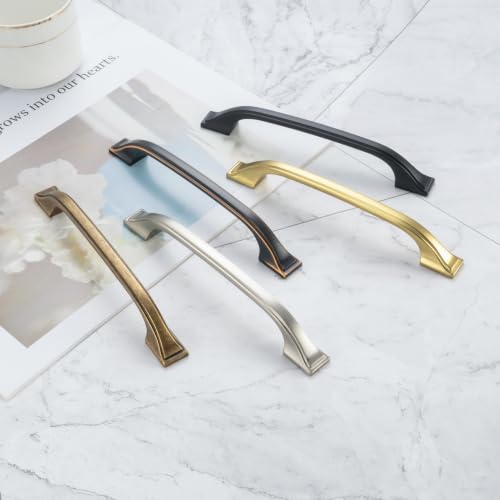 KOOFIZO 10 Pack 5 in Brushed Nickel Cabinet Pulls, Drawer Handles 1958 - color: Brushed Nickel, size: 5" CC