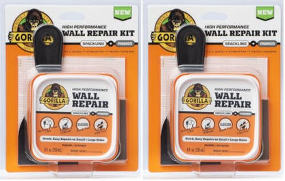 GORILLA Wall Repair Kit, Heavy Duty Spackling Tub, 4 in Patch, 8 Fl Oz (Pack of 2) - size: 8 Fl Oz (Pack of 2)