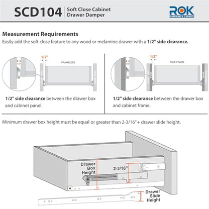 2-Pack Rok Titus Hardware Soft Close for Wood Drawers/Soft Close Drawer Adapter/Add-On/Retrofit (White), SCD104W - style: 2-Pack White Color