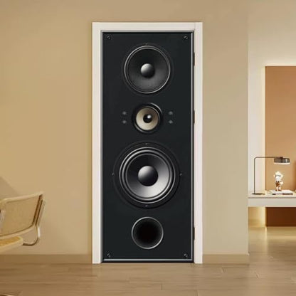 arricraft 2 Sheets Self-Adhesive Door Sticker, 80cmx200cm/31.5x78.7inch Music Audio Pattern Door Murals Stickers PVC Removable Wallpaper Decoration for Bedrooms Living Room - style: Music Audio
