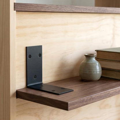 Alise 4Pcs Black Stainless Steel L Brackets Heavy Duty for Wood Furniture - color: Matte Black, size: 85x85MM