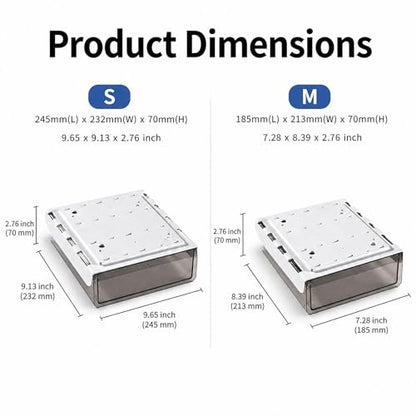 Adhesive Under Desk Drawer Hidden Storage Organizer Set S+M - size: S+M