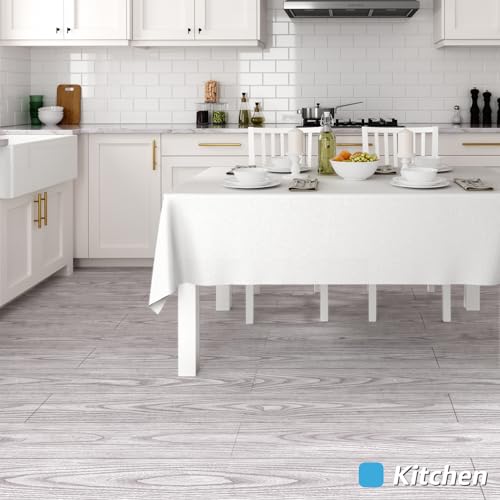 Art3d Wood Textured Peel and Stick Vinyl Floor Tiles, 40-Pack, Light Gray - color: Light Gray