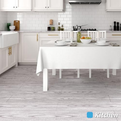 Art3d Wood Textured Peel and Stick Vinyl Floor Tiles, 40-Pack, Light Gray - color: Light Gray