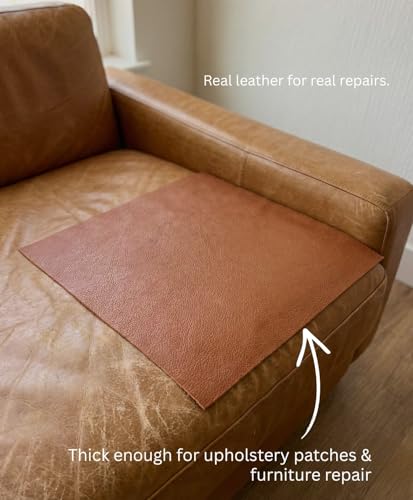 Natural Grain Cow Leathers: 12'' x 12'' Pre-Cut Leather Pieces (Cognac, 5 Pieces) - color: Cognac, size: 5 Pieces