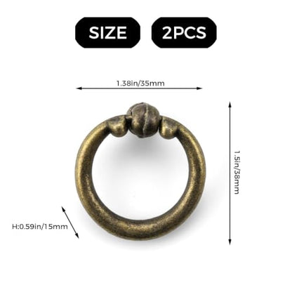 2Pcs Ring Pulls in Antique Bronze Finish, Hardware for Cabinets and Drawers (Bronze3) - color: Bronze3