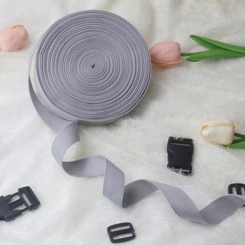 Gray 1 inch Webbing Strap Kit for DIY Crafts-Backpacks-20yds - color: Gray