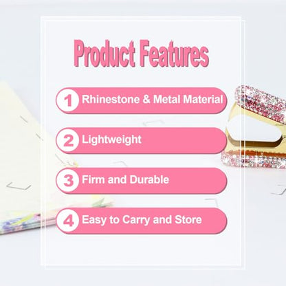 MultiBey Bling Acrylic Staple Remover with Metal Jaws, Pink - color: Pink