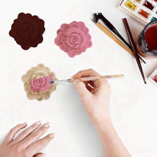 Antrader 4Pcs Unpainted Flower Shape Wood Carved Appliques Onlays,2.8x2.8in - style: Style 1