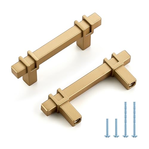 HOME EDIT 25 Pack 2-1/2 inch Cabinet Handles, Kitchen Cabinet Handles Gold Drawer Pulls Zinc Alloy Square Bar Kitchen Pulls - color: Gold, size: 2-1/2 Inch Hole Center
