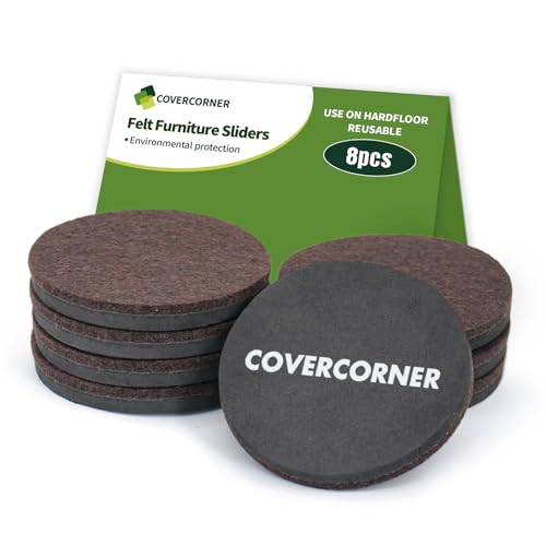 Felt Furniture Sliders for Hardwood Floors 8 PCS, 3 1/2" Brown - size: 8 PCS 3 1/2" Brown