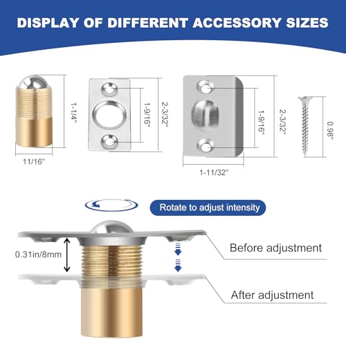 2 PCS Ball Catch for Top of Door, Closet Door Ball Catch, Latches Replacement by Fitoon, Equipped with a 0.98-inch Long Screw