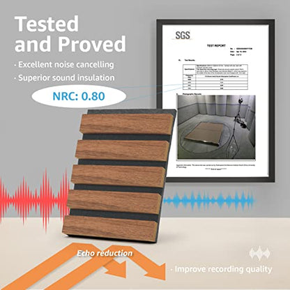 Art3d 2-Pack Fluted Acoustic Wood Slat Wall Panel, 47.2 x 23.6 Inch, Walnut - color: Walnut, size: 2pcs - 47.2＊23.6in.