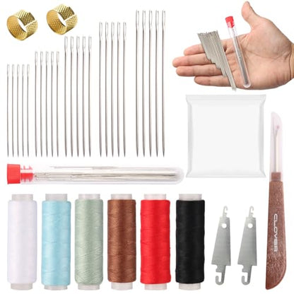 Losaria 38 Pcs Sewing Kit for Adults, Steel Needles for Hand Sewing Kit - color: White