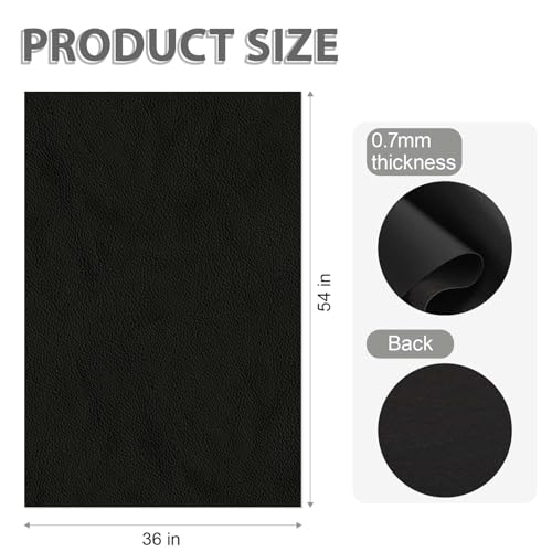Faux Leather Fabric Smooth Solid 54" x 36" (Black) - color: Black
