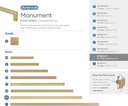 Amerock 10-1/16" Monument Champagne Bronze Drawer Pull - color: Champagne Bronze, size: 10-1/16 Inch (256 mm) Center-to-Center