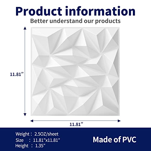 Art3dwallpanels 3D Wall Panels, White, 33 Pack - color: White