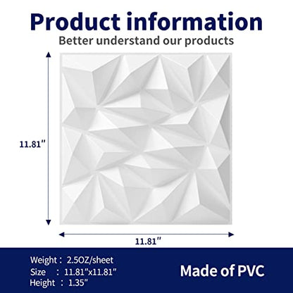 Art3dwallpanels 3D Wall Panels, White, 33 Pack - color: White