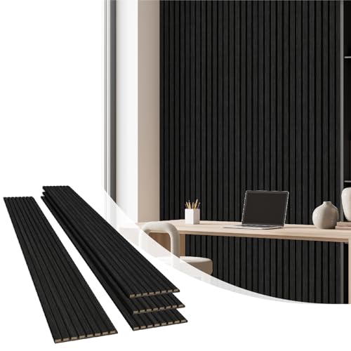 Olanglab Wood Panels for Wall 4Pack 94.5"x12.6" Matte Black - color: Matte Black