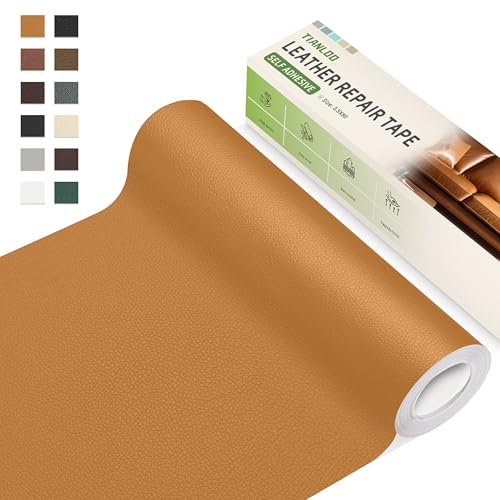 TIANLDD Leather Repair Tape,3.5 x 80 Inches Self Adhesive Leather Repair Patch，Leather Repair Kit for Furniture，Couches,Car Seats,Cabinets,Handbags(Yellowish Brown-Litchi Grain) - color: Yellowish Brown-Litchi Grain, size: 3.5" x 80"