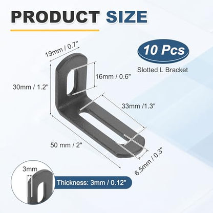 uxcell 10 Pcs Adjustable Right Angle Brackets 2"x1.2"x0.7" Deep Grey - color: Deep Grey, size: 2"x1.2"x0.7"