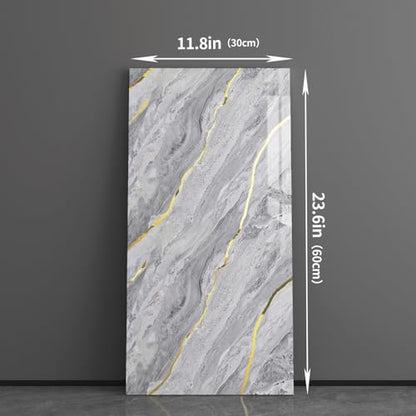 Haimin 3D Wall Panels Peel and Stick Marble Tile Look 10 Pack Waterproof - color: Gray Gold-06