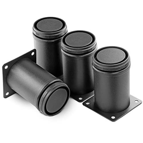 Stainless Steel Adjustable Furniture Legs 3 Inch - Black - 4pcs - color: Black, size: 3"