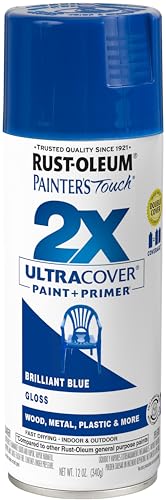 Rust-Oleum Painter's Touch 2X Ultra Cover Spray Paint, Gloss Brilliant Blue - color: Gloss Brilliant Blue, size: 12 Ounce (Pack of 1)