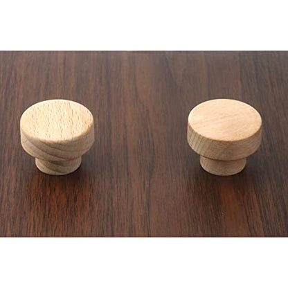 Wealrit 6 Pcs Unfinished Round Wood Cabinet Knobs with Screws