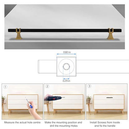 Cabinet Pulls Matte Black and Gold Cabinet Handles, 10 Pack 11-1/3 Inch Kitchen Door Cupboard Wardrobe Drawer Handles, Cabinet Hardware Bar Drawer Pulls, 288mm Hole Centers - color: Black and Gold, size: 11-1/3 inch Hole Centers Pull
