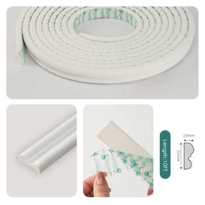 10FT Matte Foaming Peel and Stick Wall Molding Trim, DIY Arch Paneling Self-Adhesive Flexible Paintable Chair Rail Molding with Cutting Stickers & Reinforcing Agent.(Width 0.9IN) - color: width 0.9IN