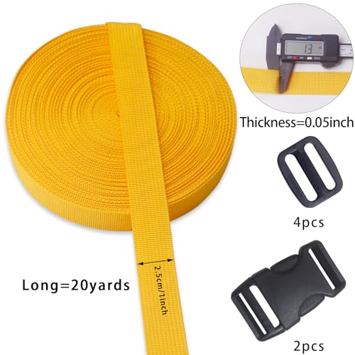 Gold 1 inch Webbing Strap Kit for DIY Crafts-Backpacks-20yds - color: Gold