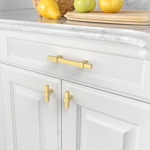 Asidrama 10 Pack 3 inch Brushed Gold Kitchen Cabinet Handles - color: Brushed Gold, size: 3" Hole Center(76mm)